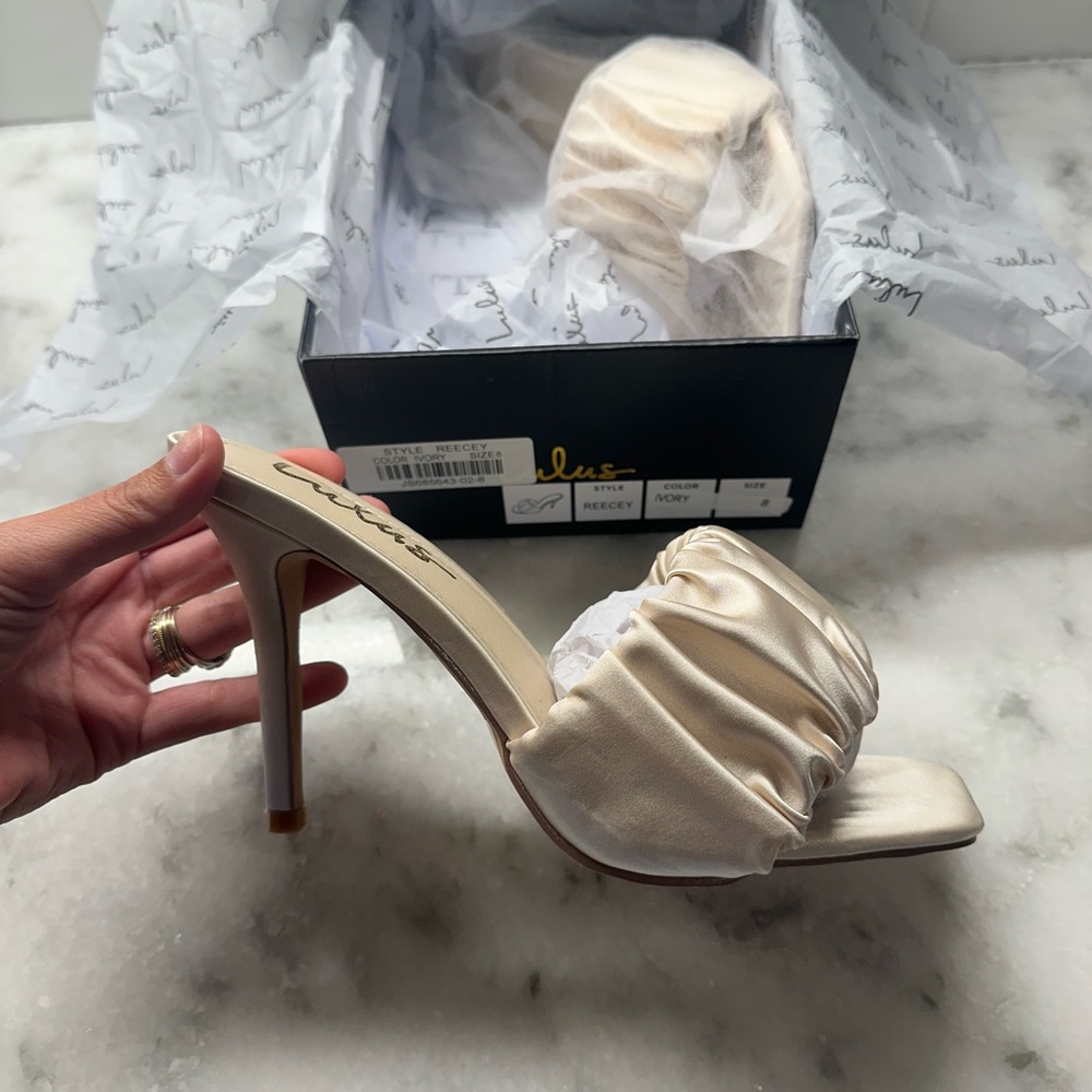 Ivory/Champagne Satin Women's Heels